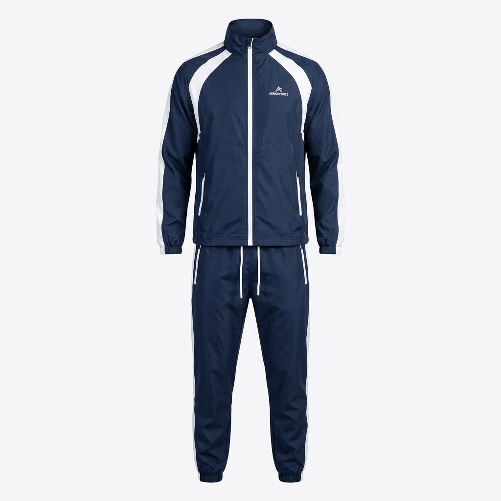 Aero-Shield Water-Resistant Navy & White Windrunner Suit